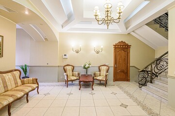 standard interior apartment. living room with sofa