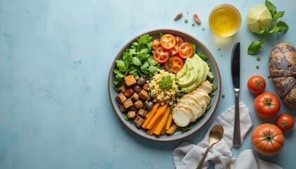 Healthy food for balanced flexitarian mediterranean diet concept