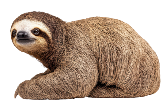 Close-up of a relaxed sloth in natural habitat.