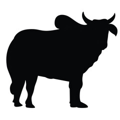 Cute cartoon hand drawn vector bull icon silhouette.