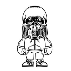 Mascot character design cartoon skull gas mask outline