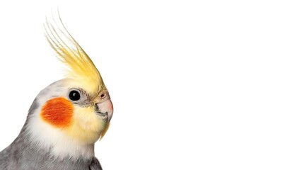Obraz premium Cockatiel - Nymphicus hollandicus or weero weiro or quarrion, is a medium sized parrot that is a member of its own branch of the cockatoo family endemic to Australia. Isolated on white background