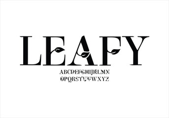 Leafy font for logo and headline. Isolated vector typeset