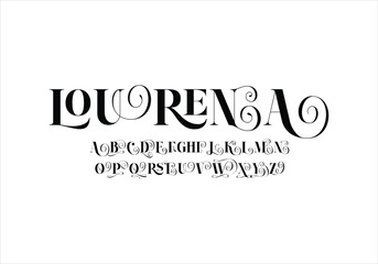 Lourena font for logo and headline. Isolated vector typeset
