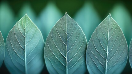 Obraz premium Close-up of symmetrical blue-green leaf patterns in nature
