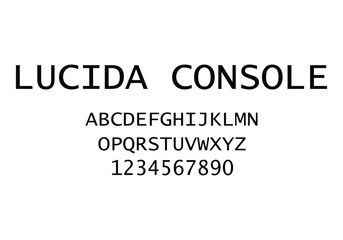 Lucida Console font for logo and headline. Isolated vector typeset