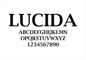 Lucida font for logo and headline. Isolated vector typeset