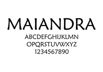 Maiandra font for logo and headline. Isolated vector typeset