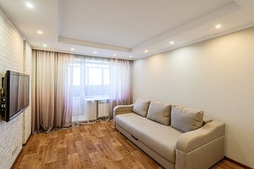 standard interior apartment. living room with sofa