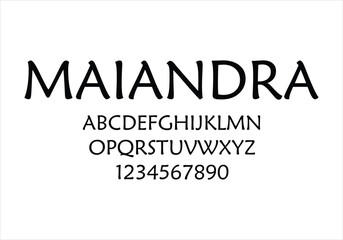 Maiandria font for logo and headline. Isolated vector typeset