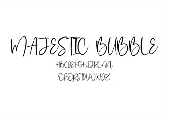 Majestic Bubble font for logo and headline. Isolated vector typeset