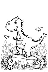 Fototapeta premium Dinosaur Line art, AI Generated