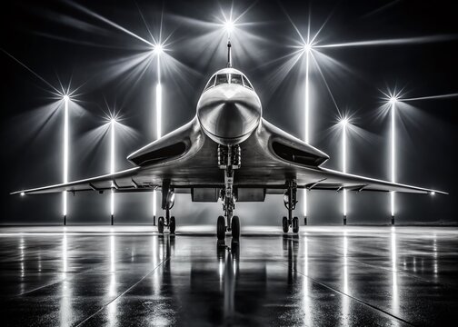 Historic Blackbird Spy Plane in Museum - Dramatic Black & White Night Photography