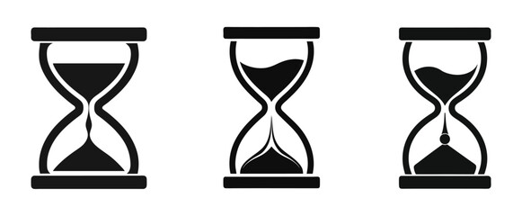 Set of hourglass icons representing time and patience. Vector illustration