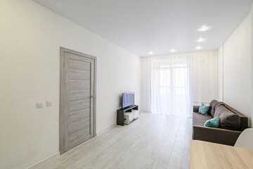 standard interior apartment. living room with sofa