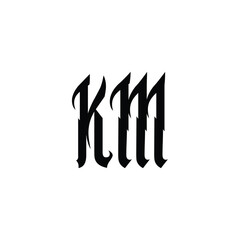 KM monogram logo design letter text name symbol monochrome logotype alphabet character simple logo