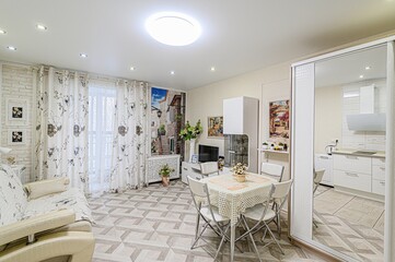 standard interior apartment. living room with sofa