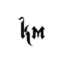 KM monogram logo design letter text name symbol monochrome logotype alphabet character simple logo