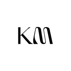 KM monogram logo design letter text name symbol monochrome logotype alphabet character simple logo