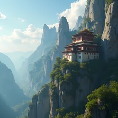 Cliffside monasteries, seemingly defying gravity and time