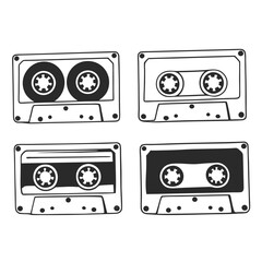 Naklejka premium Tape, MC Icon, Symbol, Piktogramm Icon - Outline, Vintage Cassette Tape Sketch