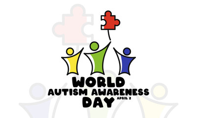 World Autism Awareness Day. April 2. Flat design vector. Poster, banner, card, background.