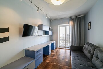 standard interior apartment. living room with sofa