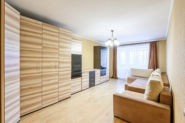 standard interior apartment. living room with sofa