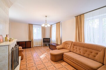 standard interior apartment. living room with sofa