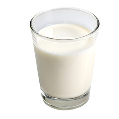 milk in glass cup on transparent background