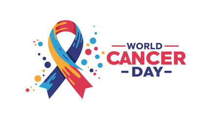 World Cancer Day Awareness Ribbon Colorful Design Graphic Illustration