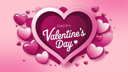 Pink Valentine's Day card with hearts surrounding a heart