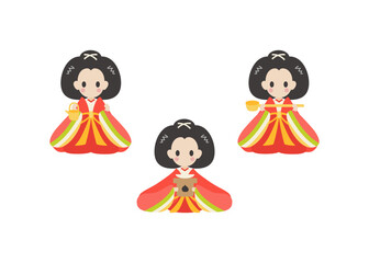 ひなまつり三人官女　ベクターイラスト