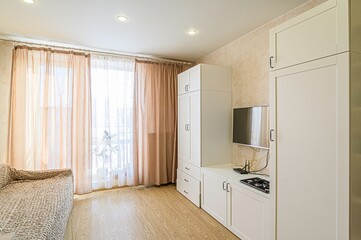 standard interior apartment. living room with sofa