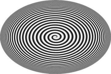abstract background. black and white sphere spiral, 3d hypnotical optical illusion, on white background