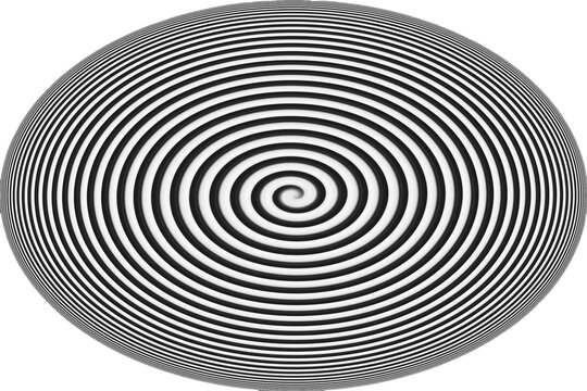 abstract background. black and white sphere spiral, 3d hypnotical optical illusion, on white background