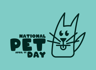 National Pet Day. April 11. Cute dog. Doodle. Line. Outline. Poster, banner, card, background.