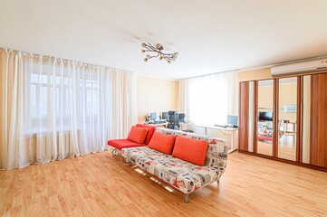 standard interior apartment. living room with sofa