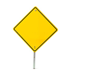 A diamond-shaped yellow warning sign, ideal for road safety or caution-themed designs isolated on white background. Generative AI