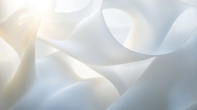 Soft white fabric texture flowing in waves creating an elegant abstract background