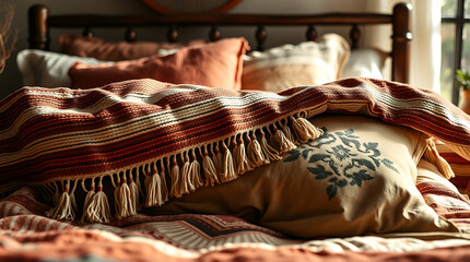 Cozy Autumn Bedroom Decor: Rustic Boho Style with Warm Textures and Natural Light
