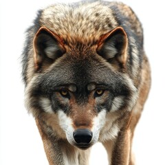 Fototapeta premium Isolated Wolf on White Background, Wild Animal, Nature, Strength, Freedom, Predator