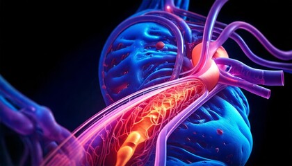 Obraz premium Balloon angioplasty procedure with stent in vein