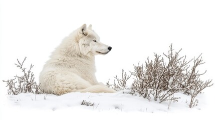 Isolated Wolf on White Background, Wild Animal, Nature, Strength, Freedom, Predator
