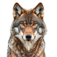 Fototapeta premium Isolated Wolf on White Background, Wild Animal, Nature, Strength, Freedom, Predator