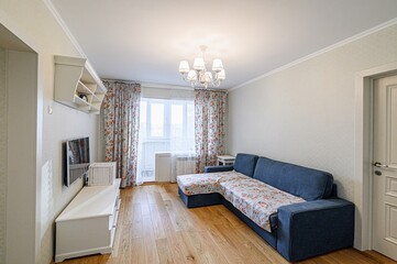 standard interior apartment. living room with sofa