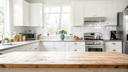 A clean and organized kitchen with a large empty tabletop taking center stage, home decor, counter, minimalist kitchen, interior design