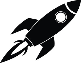 Rocket silhouette icon,flying rocket silhouette vector