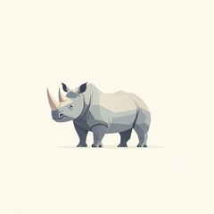 Fototapeta premium Rhino is standing. Isolated view for illustration or icon use with simple white background
