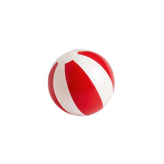 A vibrant beach ball in red and white perfect for summer fun and leisure activities., isolated on a transparent background.